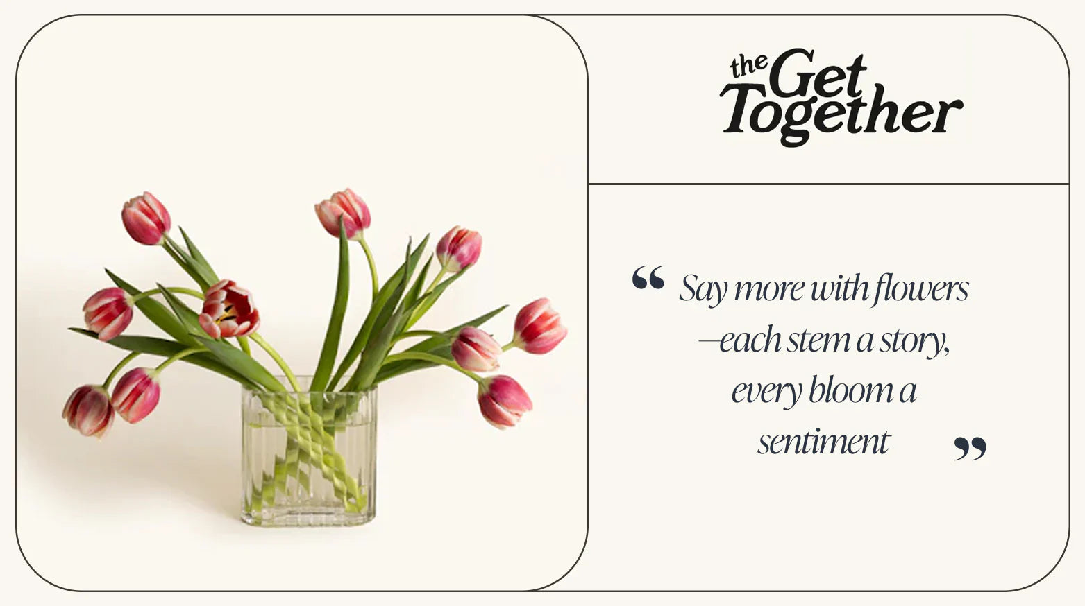 	Clear vase with pink and white tulips symbolizing meaningful flower stories and heartfelt sentiments.-317419290991