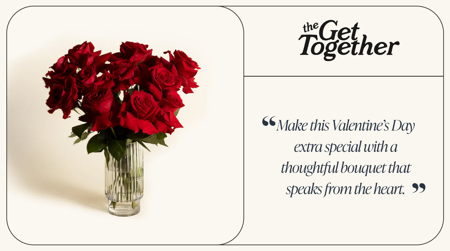 Deep red roses arranged in a clear ribbed glass vase against a cream background, symbolizing passionate love.-317420503407