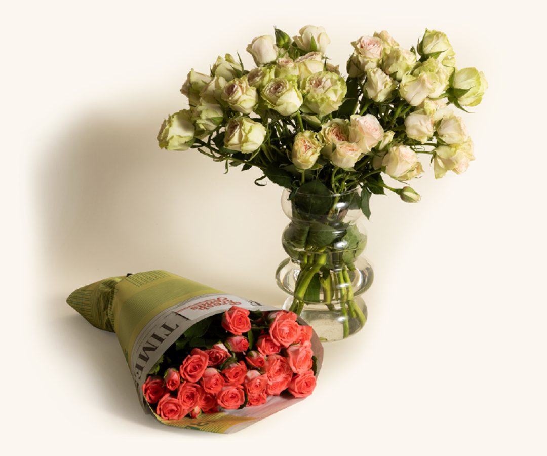 Clusters of delicate spray roses, symbolizing affection, encouragement, and care.